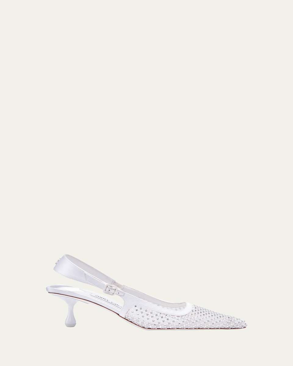Amel Crystal Net Slingback Pumps